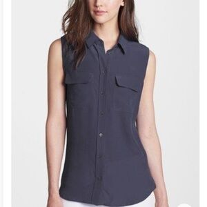 REVOLVE Equipment 'Slim Signature' Sleeveless 100% Silk Shirt Size Medium